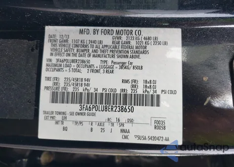 2014 Ford Fusion Hybrid Se z USA, uszkodzony, nr VIN 3FA6P0LU8ER238650